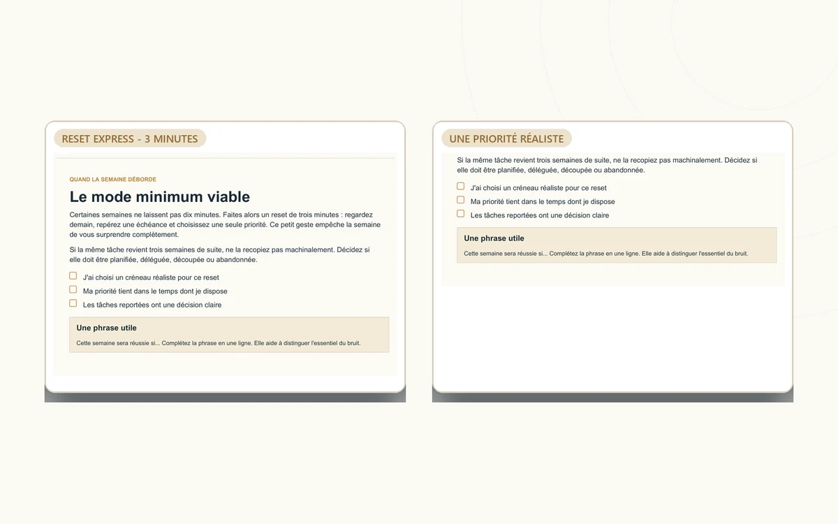 Version express de trois minutes du Weekly Life Reset.